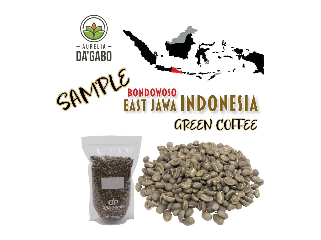 SAMPLE Green Coffee "IKI WAE" Da'Gabo, Grade 1 Arabica, East Jawa Bondowoso Indonesia, Washed